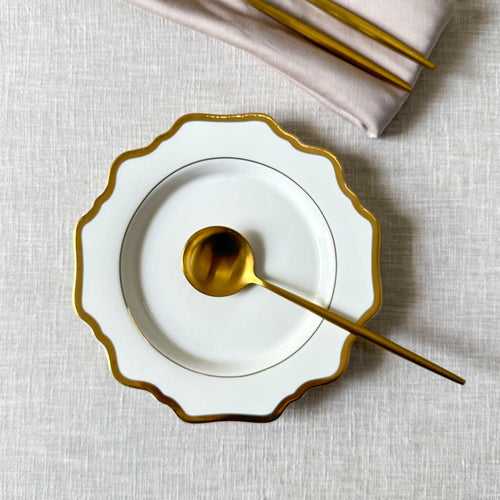 Celestine White Porcelain Side Plate with Gold Rim - Set of 2
