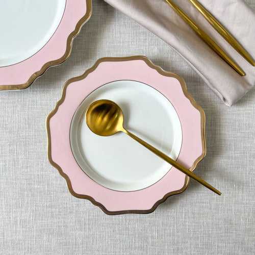 Rosamine Pink Porcelain Side Plate with Gold Rim - Set of 2