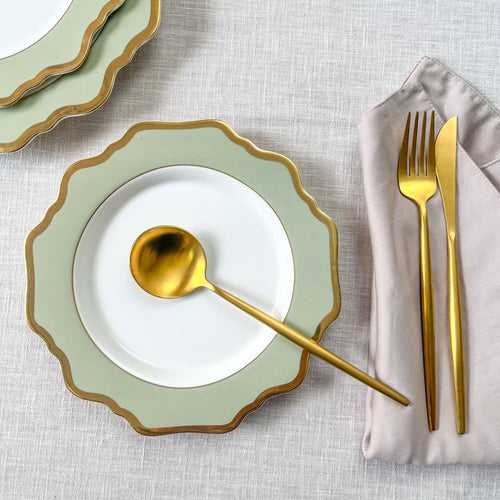 Emeraude Green Porcelain Side Plate with Gold Rim - Set of 2