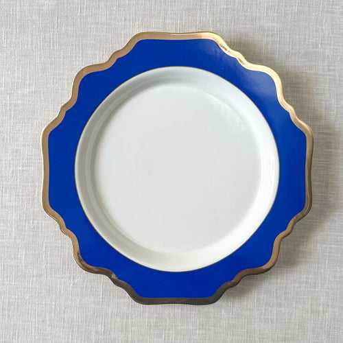Margaux Blue Porcelain Dinner Plate with Gold Rim - Set of 2