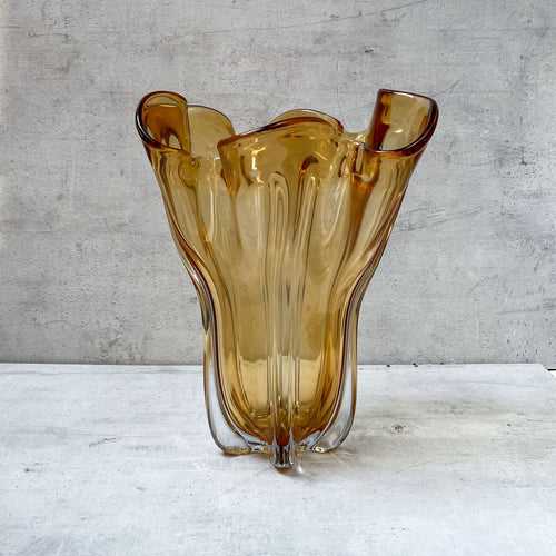 Cadyn Amber Opulent Glass Vase (Large)