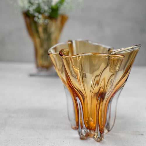 Cadyn Amber Opulent Glass Vase (Small)