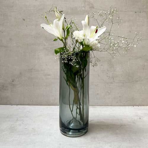 Winnet Smoky Grey Opulent Glass Vase
