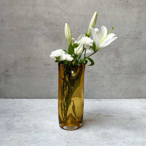 Varick Amber Opulent Glass Vase