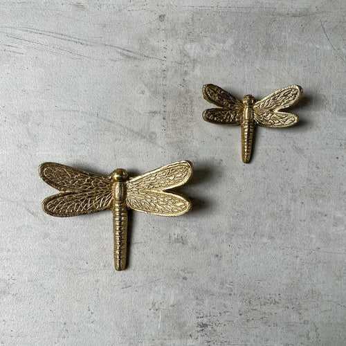 Seraphine Metal Dragonfly Wall Sculpture (Gold) - Set of 2