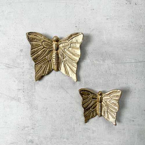Cassandra Metal Butterfly Wall Sculpture (Gold) - Set of 2
