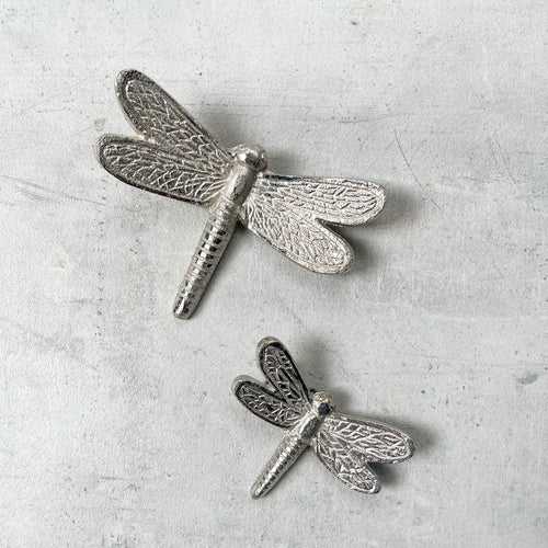 Seraphine Metal Dragonfly Wall Sculpture (Silver) - Set of 2