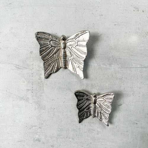 Cassandra Metal Butterfly Wall Sculpture (Silver) - Set of 2