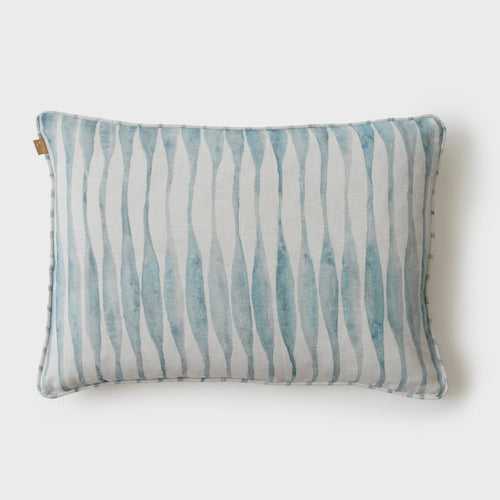 Ripple Blue Oblong Linen Cushion Cover by Sanctuary Living