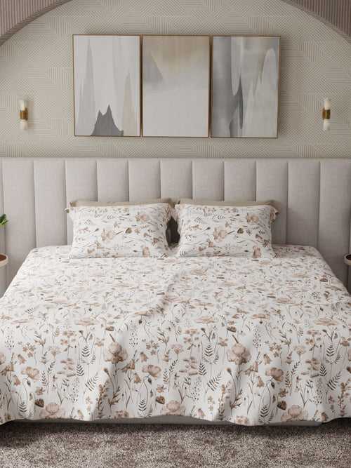 Urbanite Grey Printed Cotton Bed Sheet by Houmn