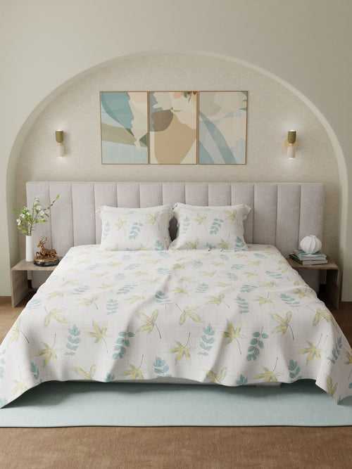 Azure Printed Cotton Bed Sheet by Houmn