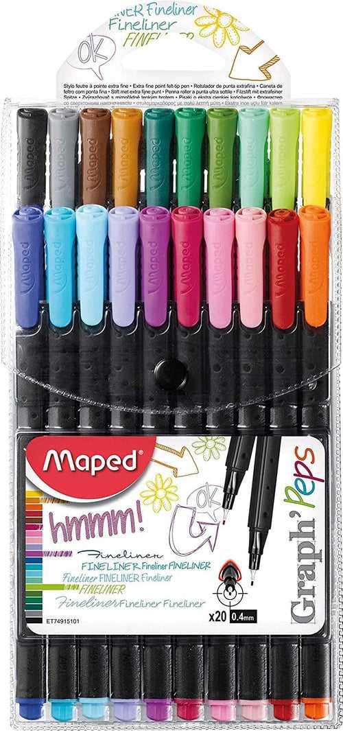 MAPED 749151 GRAPH PEPS FINELINERS 20 ASSORTED COLORS SET