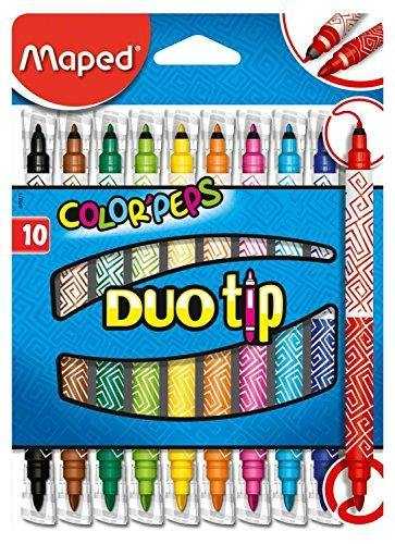 MAPED 849010 COLOR PEPS DUO TIP FELT TIP FINE AND LARGE POINT 10 PENS