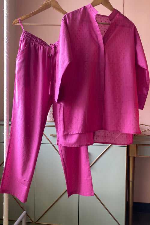 Magenta Pure Cotton Co-ord Set (Set of Two)