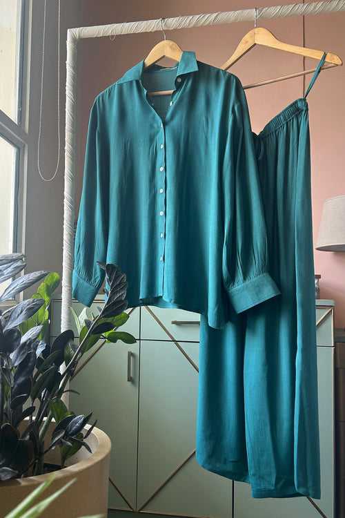 Teal Solid Co-ord Set (Set Of Two)