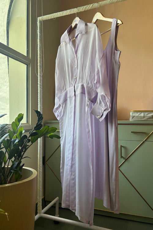Lilac Solid Organza Jacket Set (Set of Two)