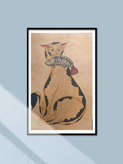 Cat and a Fish in Kalighat by Uttam Chitrakar
