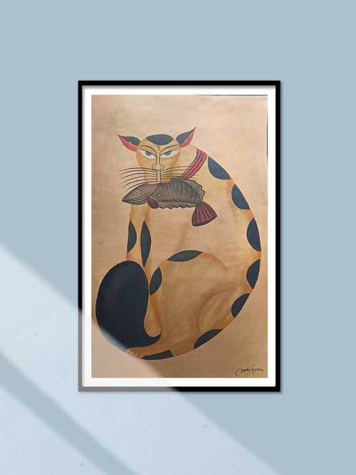 Cat with a Fish in Kalighat by Uttam Chitrakar