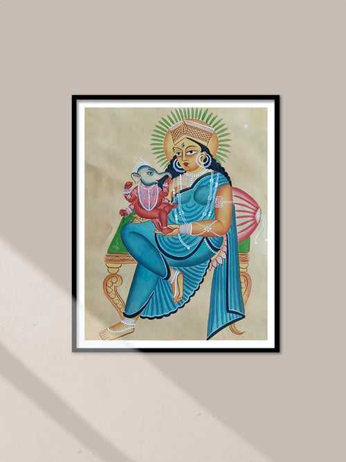 Maa Parvati and Ganapati in Kalighat by Hasir Chitrakar