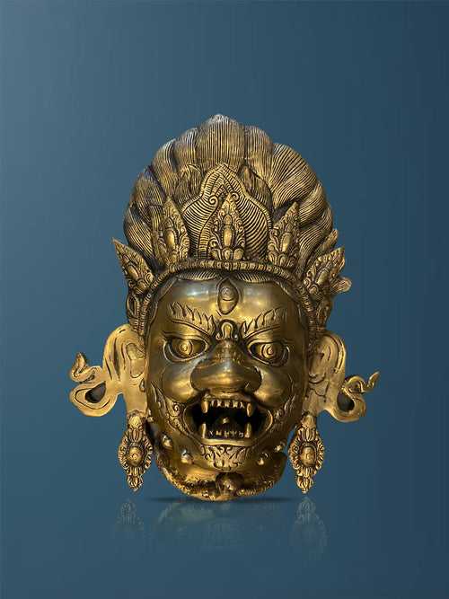 Bhairav (Shiva) in Vintage Style Brass Mask