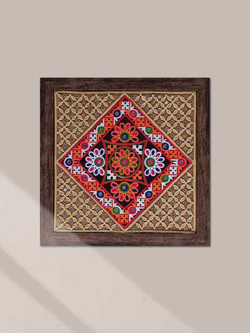 Wall Panel with Embroidery in Lippan by Nalemitha