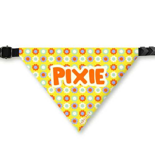 PawsIndia Customized Pet Bandana - Floral - Yellow