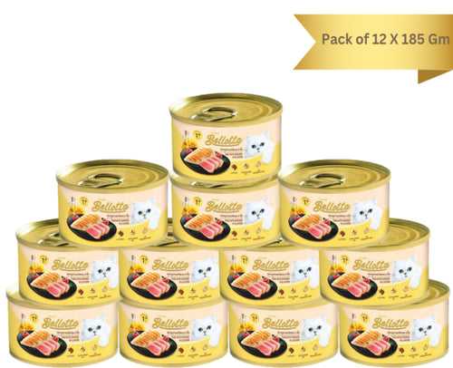 Bellotta Premium Wet Cat Food - Tuna with Chicken in 3 Layers 185g Tins