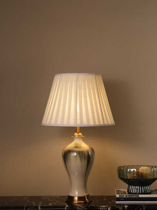 Cera S Gold White Table Lamp