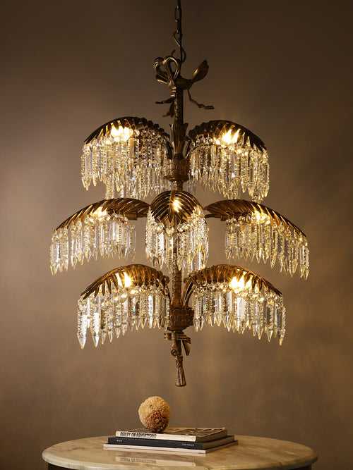 Connor Brass Leaves Crystal Chandelier