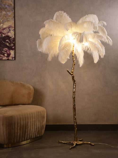 Feather White Floor Lamp