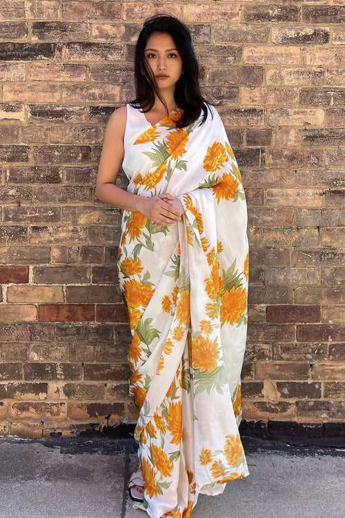 Dahlia Dusk  - Satin Saree