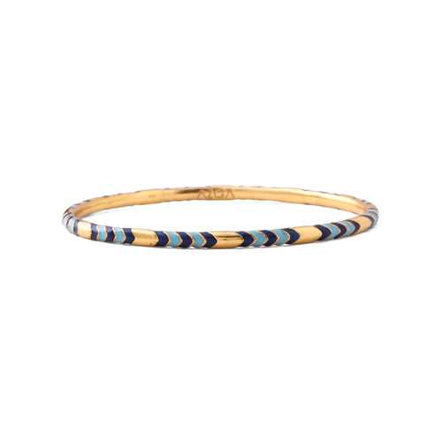 Chevron Blue and Turquoise Enamel Bangle