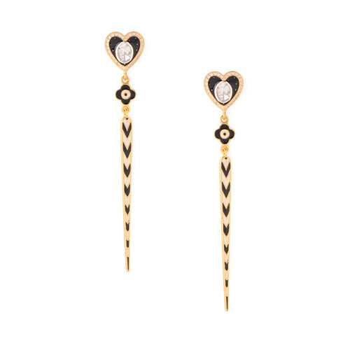 Dil Tila Linear Earrings - Black & Ivory