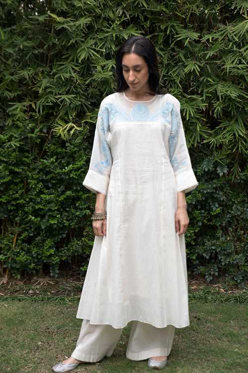 Kora- Powder Blue Kali Kurta