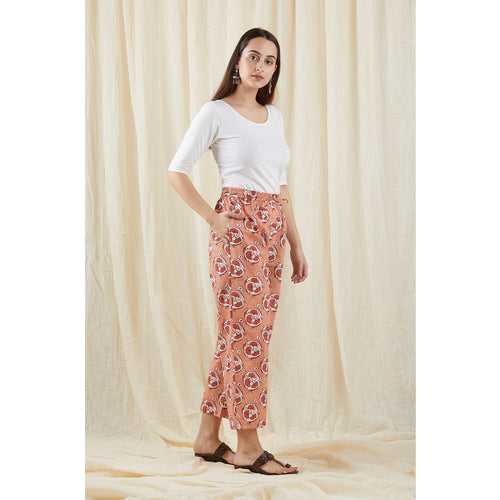 Peach Box Print Pants