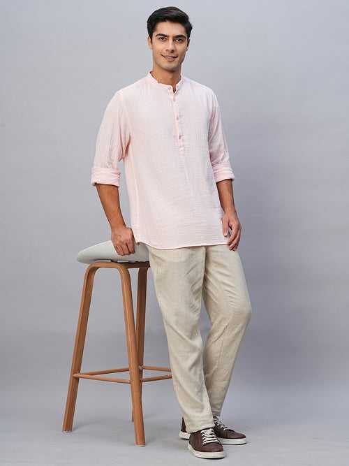 Men's Pink Cotton Regular Fit Shirt