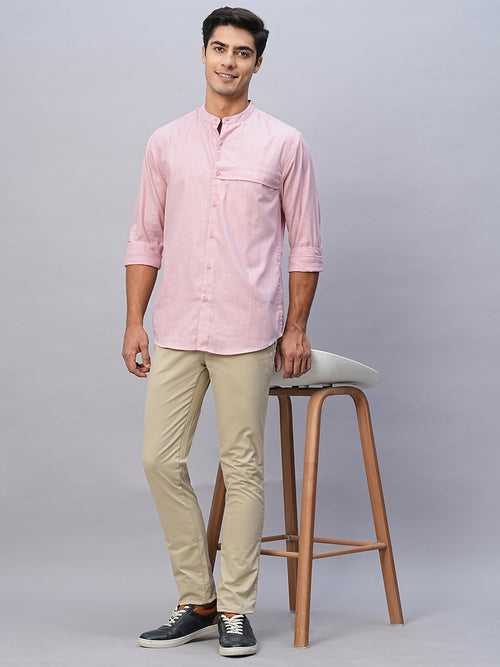 Men's Pink Cotton Regular Fit Shirt