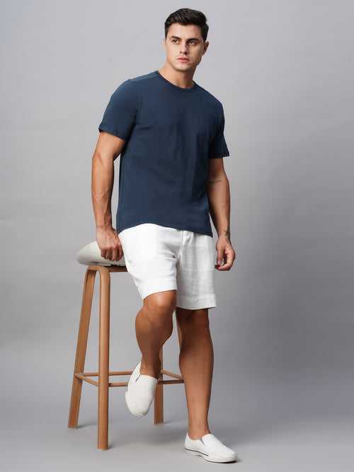 Men's Linen Viscose White Regular Fit Shorts