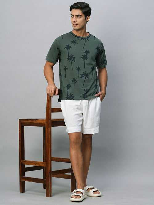 Men's Green Cotton Regular Fit Tshirt