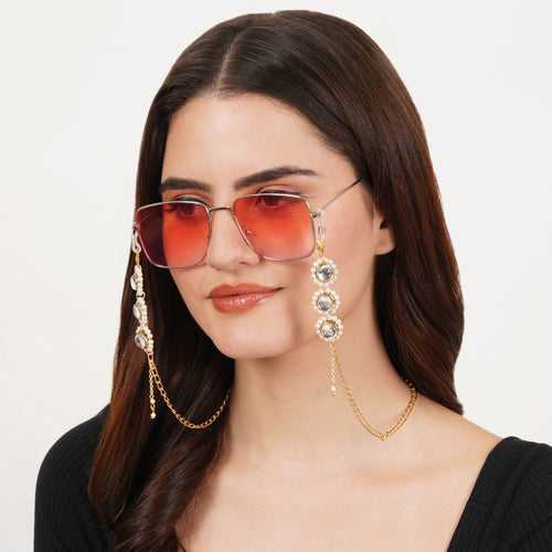 Kundan & White Beads Spectacles/Air Pods Chain