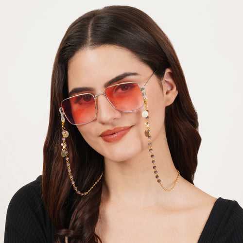 Golden Flower With Green Beads Spectacles/Air Pods Chain