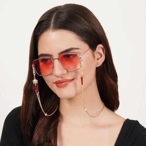 Red Glass Tube Spectacles/Air Pods Chain