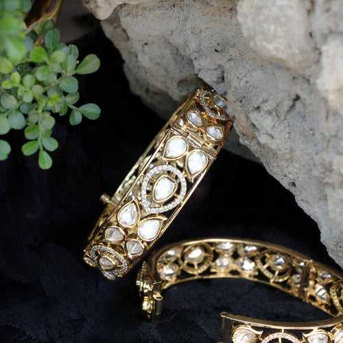 Eternal Elegance Openable Kundan Bangle - Set Of 2 Pieces