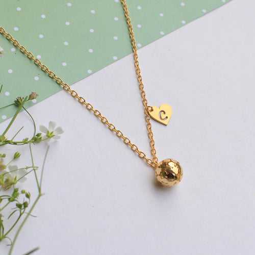 Golden Ball And Initial Personalised Necklace