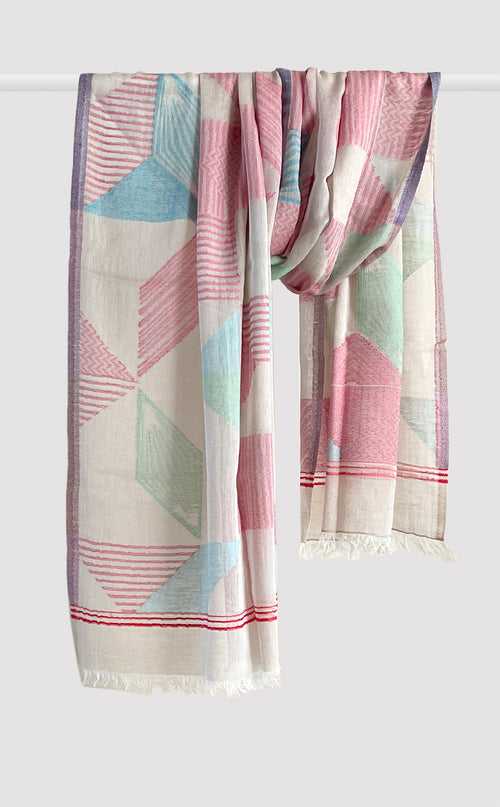 Pink Maze Cotton Jacquard Stole