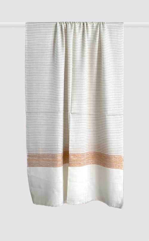 Broad Rust Silver Streak Zari Stole