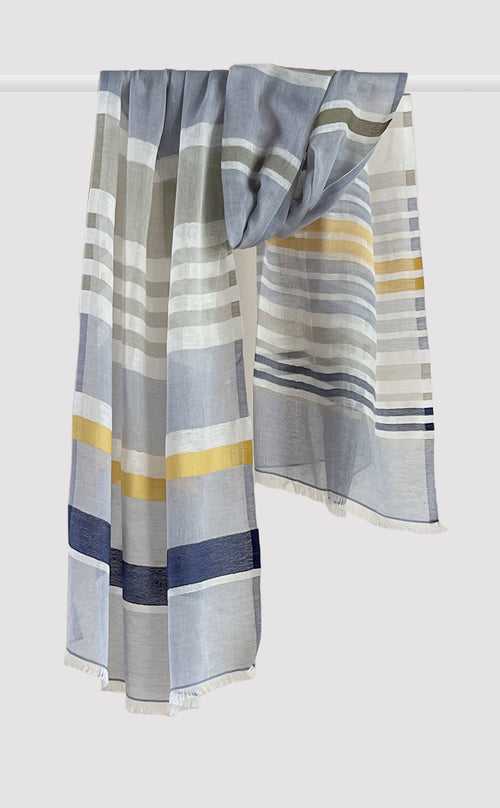 Blue Stripes Cotton Linen Stole