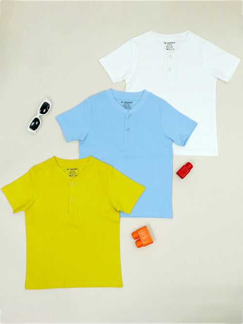 Boy’s Half Sleeves Henley T- Shirt (Pack Of 3) Combo