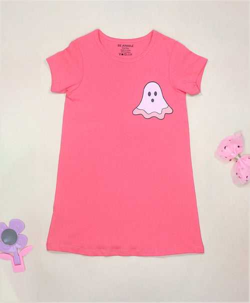 Boo Cartoon Print Girls T-Shirt Dress