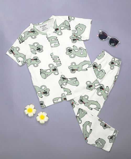 Koala Pattern Kids Half Sleeves Nightwear Pajama Set
